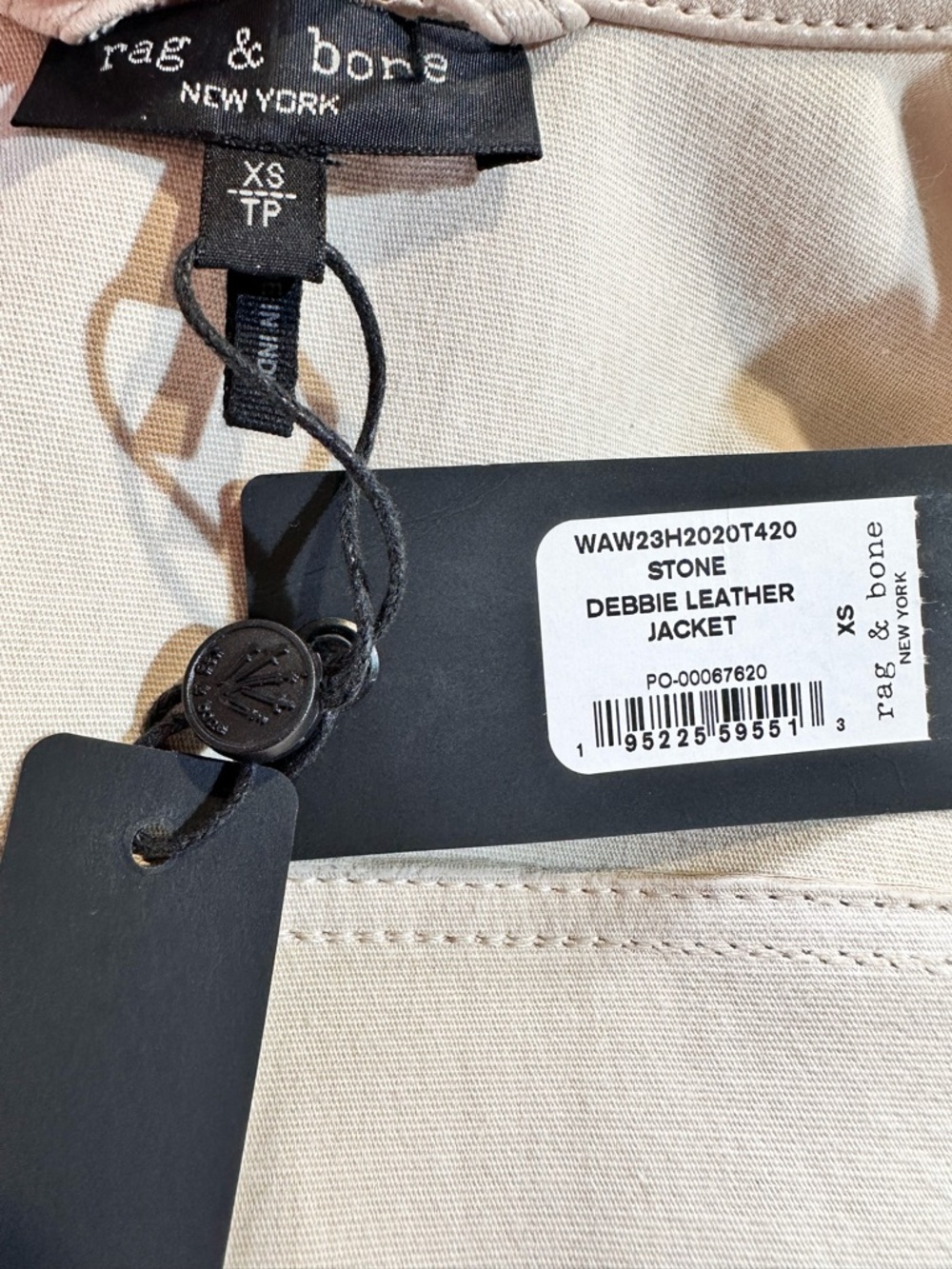 Rag & Bone Debbie Leather Jacket XS | Stone Beige Lamb Leather | NWT - Picture 3 of 11